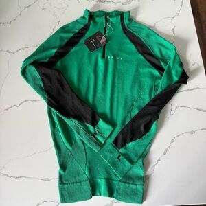 Falke Ergonomics Sport System Half Zip  Performance Top Green And Black Sz L